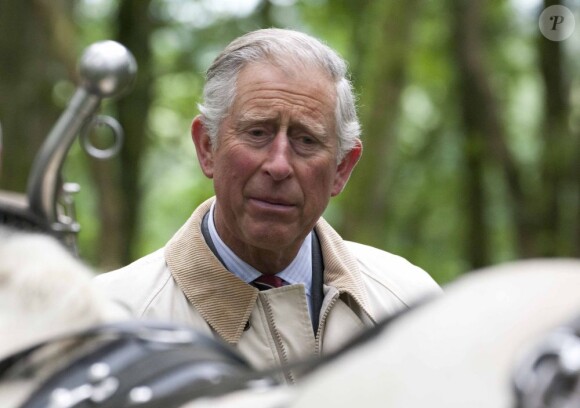 Le prince Charles s'est rendu avec trois apprentis des British Horse Loggers dans la forêt de Llwynywermod le 10 juillet 2012, au Pays de Galles.