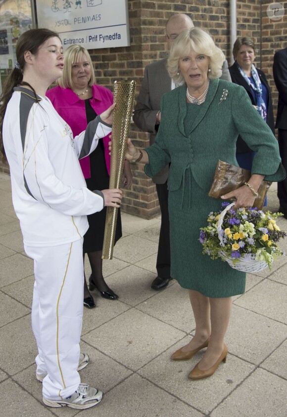 Camilla Parker Bowles à Brecon le 10 juillet 2012. Le prince Charles et sa femme Camilla Parker Bowles effectuaient en juillet 2012 une visite de quatre jours au Pays de Galles.