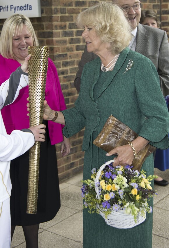 Camilla Parker Bowles à Brecon le 10 juillet 2012. Le prince Charles et sa femme Camilla Parker Bowles effectuaient en juillet 2012 une visite de quatre jours au Pays de Galles.
