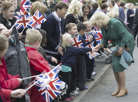 Camilla Parker Bowles à Brecon le 10 juillet 2012. Le prince Charles et sa femme Camilla Parker Bowles effectuaient en juillet 2012 une visite de quatre jours au Pays de Galles.