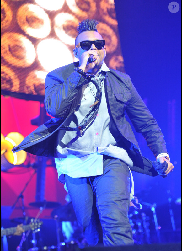 Sean Paul sur la scène du Zénith à Paris, pour la quatrième édition du concert Orange Rockcorps, le 12 juillet 2012.
