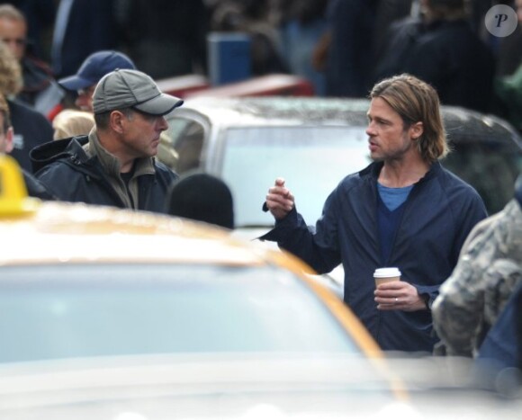 Bradd Pitt sur le tournage de World War Z de Marc Forster, pendant l'été 2011.