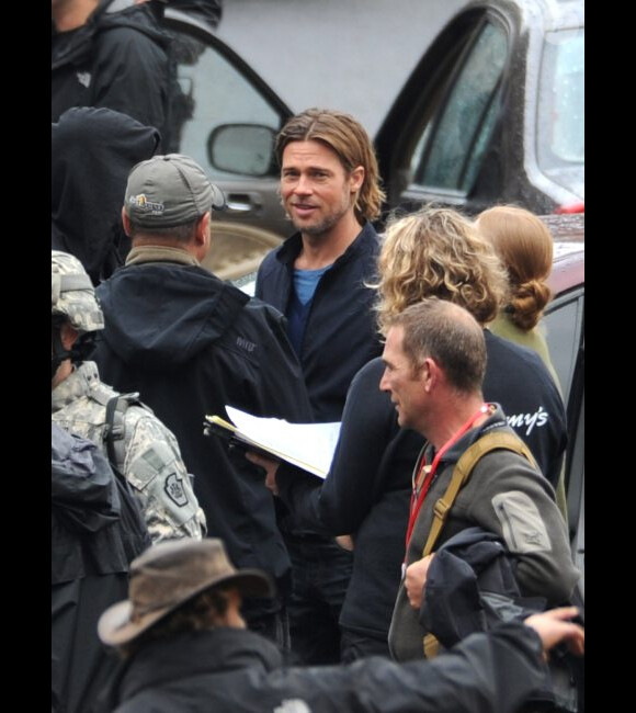 Bradd Pitt sur le tournage de World War Z de Marc Forster, pendant l'été 2011.