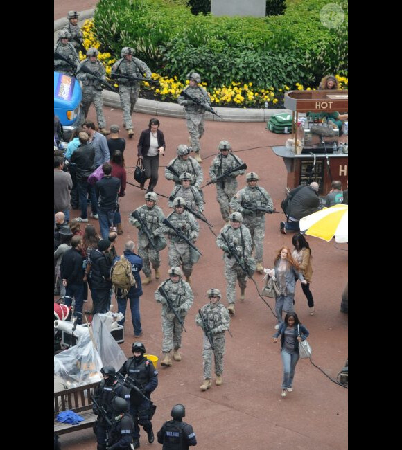 Bradd Pitt sur le tournage de World War Z de Marc Forster, pendant l'été 2011.