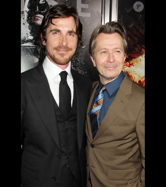 Christian Bale et Gary Oldman à l'avant-première de The Dark Knight Rises à New York, le 16 juillet 2012.