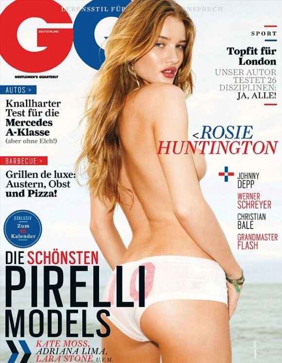 Rosie Huntington-Whiteley en couverture du GQ allemand d'août 2012.