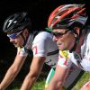 Clovis Cornillac et Bernard Hinault lors de l'étape du coeur courue lors de la 19e étape du Tour de France le 21 juillet 2012