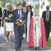 Le prince Haakon et la princesse Mette-Marit après le service en l'église Hole.
La famille royale de Norvège et nombre de personnalités politiques du pays étaient rassemblées à Oslo dimanche 22 juillet 2012 pour se recueillir à la mémoire des victimes des attentats du 22 juillet 2011 perpétrés dans la capitale et sur l'île d'Utoeya par l'extrémiste Anders Behring Breivik.