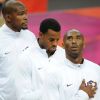 Kobe Bryant et ses partenaires lors de la rencontre entre l'équipe de France et Team USA pendant le tournoi olympique à Londres le 29 juillet 2012
