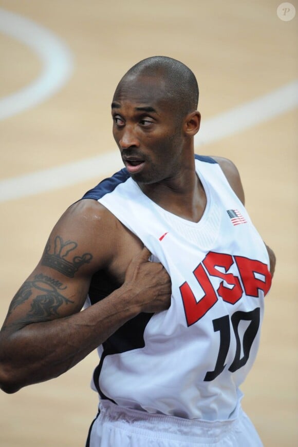 Kobe Bryant lors de la rencontre entre l'équipe de France et Team USA pendant le tournoi olympique à Londres le 29 juillet 2012