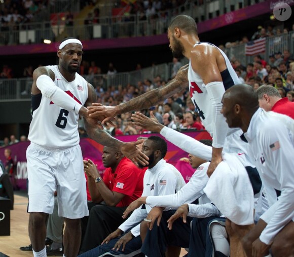 LeBron James lors de la rencontre entre l'équipe de France et Team USA pendant le tournoi olympique à Londres le 29 juillet 2012