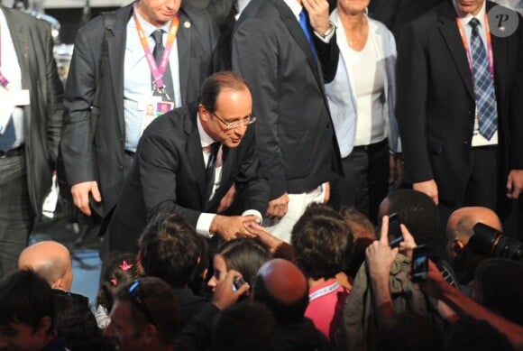 François Hollande au Club France à Londres le 12 juillet 2012 durant les Jeux olympiques