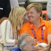Le prince Willem-Alexander et la princesse Maxima des Pays-Bas étaient de retour en amoureux à l'Aquatics Centre, le 2 août 2012 lors des JO de Londres, pour assister au sacre de la Hollandaise Ranomi Kromowidjodjo sur 100m nage libre.