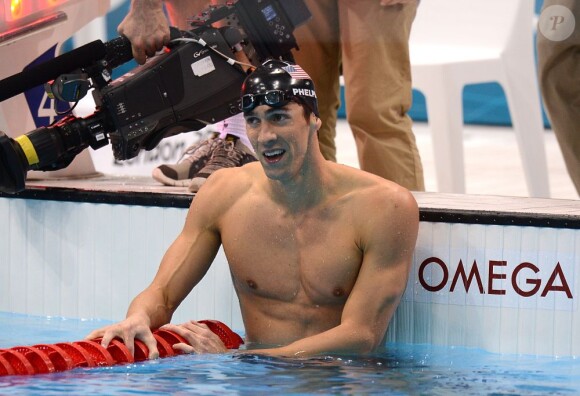 Micheal Phelps le 2 août 2012 après avoir glané une nouvelle médaille d'or sur le 200m 4 nages lors des Jeux Olympiques de Londres