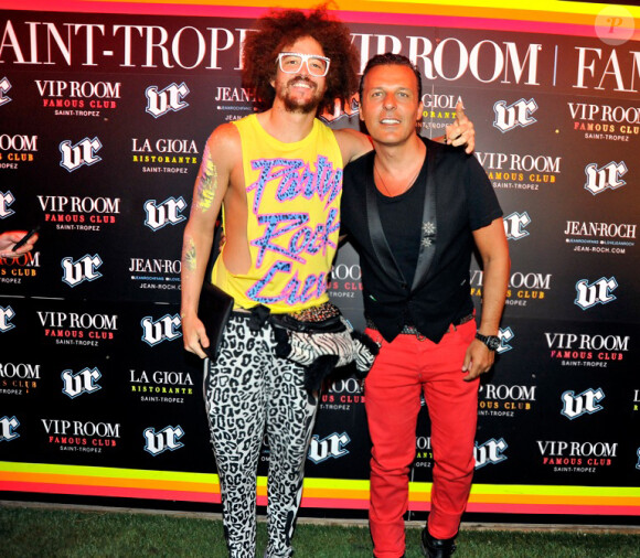 Jean-Roch et Redfoo de LMFAO lors de la soirée du 6 août 2012 au VIP ROOM de Saint-Tropez
