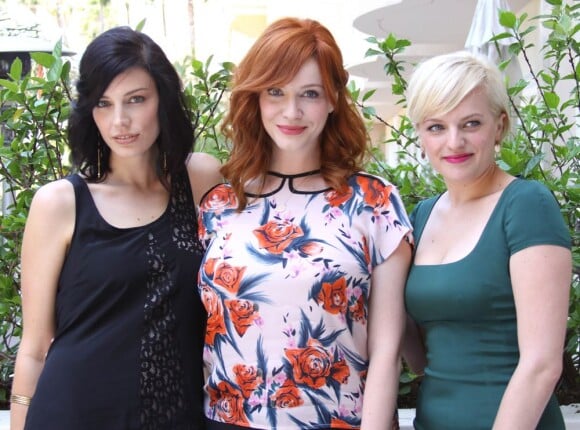 Jessica Paré, Christina Hendricks et Elisabeth Moss lors de la conférence de presse de Mad Men à Los Angeles, le 10 août 2012.