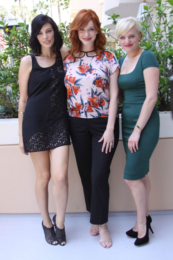 Jessica Paré, Christina Hendricks et Elisabeth Moss lors de la conférence de presse de Mad Men à Los Angeles, le 10 août 2012.