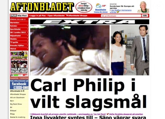 Comme pour Aftonbladet, la bagarre du prince Carl Philip devant le club Baoli de Cannes a fait la une de toute la presse continentale...