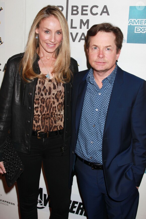 Michael J. Fox et son épouse Tracy Pollan à New York, le 28 avril 2012.