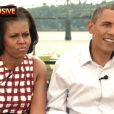 Barack et Michelle Obama interrogés sur leur relation avec George Clooney par Nancy O'Dell sur Entertainment Tonight, août 2012.