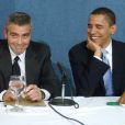 George Clooney et le sénateur Barack Obama évoquent la situation du Darfour à Washington, avril 2006.