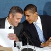 George Clooney et le sénateur Barack Obama évoquent la situation du Darfour à Washington, avril 2006.