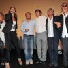 Caroline Loeb, Jeanne Mass, Patrick Timsit et Richard Anconina lors de la présentation du film Stars 80 au Festival du Film d'Angoulême, le 21 août 2012.