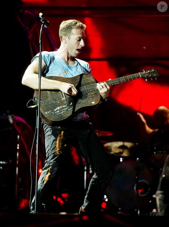 Chris Martin de Coldplay le 30 août 2012 à Stockholm