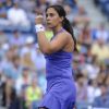 Marion Bartoli menait 4-0 face à Maria Sharapova en quarts de finale de l'US Open à New York le 4 septembre 2012 avant d'être interrompue par la pluie