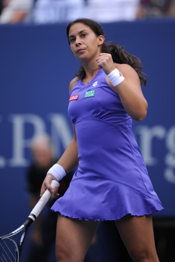 Marion Bartoli menait 4-0 face à Maria Sharapova en quarts de finale de l'US Open à New York le 4 septembre 2012 avant d'être interrompue par la pluie