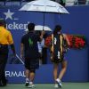 Marion Bartoli menait 4-0 face à Maria Sharapova en quarts de finale de l'US Open à New York le 4 septembre 2012 avant d'être interrompue par la pluie