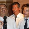 Jean Sarkozy a effectué sa rentrée politique au côté de Jean-François Copé au bar le Winston à Neuilly-sur-Seine le 4 septembre 2012