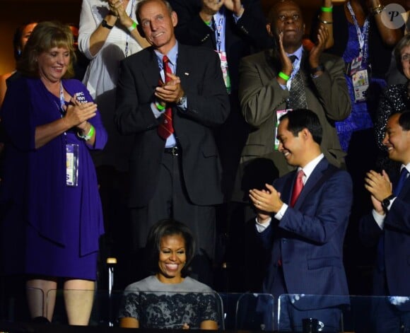 Michelle Obama lors du discours de Bill Clinton à la convention nationale du Parti démocrate à Charlotte le 5 septembre 2012