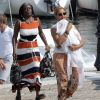 Beyoncé et Jay-Z quittent leur yacht avec leur fille Blue Ivy, le 8 septembre 2012 à Beaulieu-sur-mer