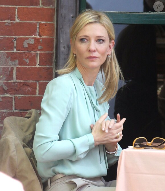 Cate Blanchett filme une scène du nouveau film encore sans titres de Woody Allen à New york, le 10 septembre 2012.
