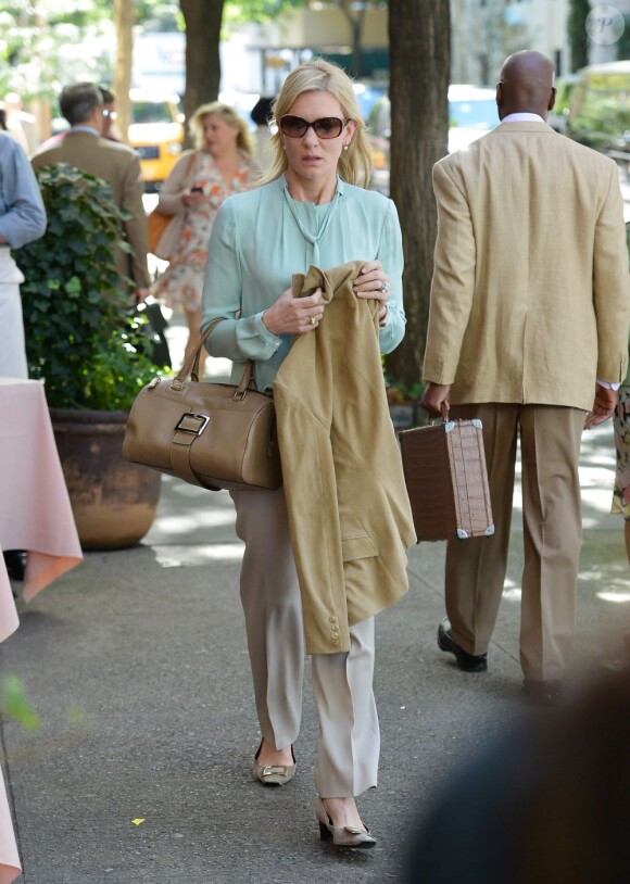 Cate Blanchett filme une scène du nouveau film encore sans titres de Woody Allen à New york, le 10 septembre 2012.