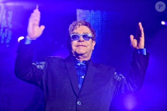Elton John au concert annuel pour l'association Peace One Day à l'occasion de la Journée internationale de la paix au Stade de Wembley à Londres, le 21 septembre 2012.