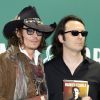 Johnny Depp et son ami Damien Echols à New York, le 21 septembre 2012.