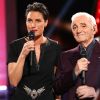 Alessandra Sublet présente Hier Encore, entourée du grand Charles Aznavour.
Photo exclusive. Interdiction de reproduction