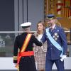 La princesse Letizia et le prince Felipe d'Espagne lors du défilé militaire de la fête nationale de l'Espagne le 12 octobre 2012