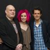 Andy Wachowski, Lana Wachowski et Tom Tykwer lors de la conférence de presse du film Cloud Atlas à Los Angeles le 13 octobre 2012