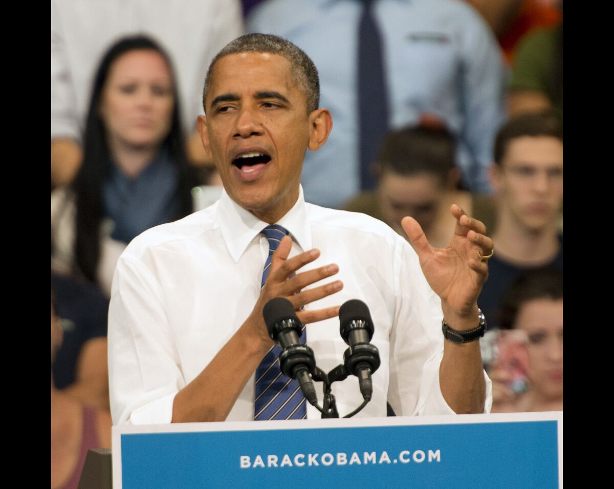 Photo : Barack Obama en campagne à Miami, le 11 octobre 2012. - Purepeople
