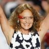 Diane Von Furstenberg et ses lunettes Google Glass à l'issue de son défilé printemps-été 2013 lors de la Fashion Week de New York. Le 9 septembre 2012.
