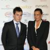 La princesse Stéphanie de Monaco et son fils Louis Ducruet assistent à la cérémonie du Golden Foot Award remis à Zlatan Ibrahimovic à Monaco le 17 Avril 2012.