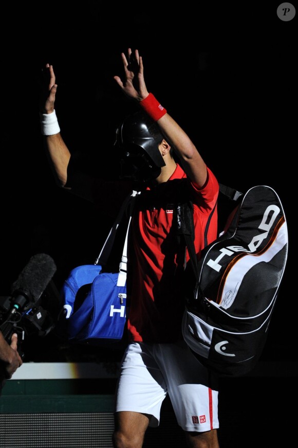 Novak Djokovic lors de son entrée en lice au Masters 1000 de Paris Bercy le 31 octobre 2012