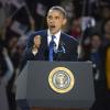 Barack Obama tient un discours de victoire à Chicago le 6 novembre 2012.