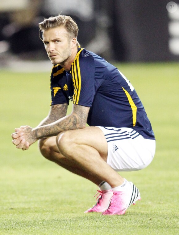 David Beckham pensif lors de la victoire du Galaxy face au San Jose Earthquakes (3-1) à San Jose le 7 novembre 2012
