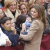 Felipe et Letizia d'Espagne en visite à Caspe, dans la région autonome d'Aragon, pour le 600e anniversaire du Compromis de Caspe, le 7 novembre 2012.