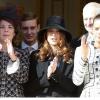 Les princesses Caroline et Stéphanie de Monaco avec Charlotte, Andrea et Pierre Casiraghi : la famille princière réunie au palais de Monaco pour la remise des insignes de grades et le défilé militaire lors de la Fête nationale, le 19 novembre 2012.