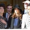 Les princesses Caroline et Stéphanie de Monaco avec Charlotte, Andrea et Pierre Casiraghi : la famille princière réunie au palais de Monaco pour la remise des insignes de grades et le défilé militaire lors de la Fête nationale, le 19 novembre 2012.